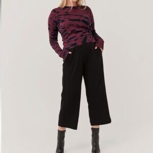 Pact Womens Organic Cotton Tie Dye Crew Neck Sweater Burgundy Black Size S